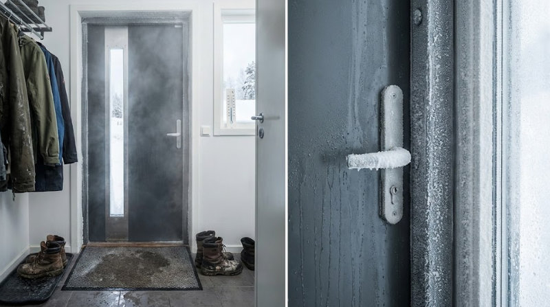 szron na progu i klamce